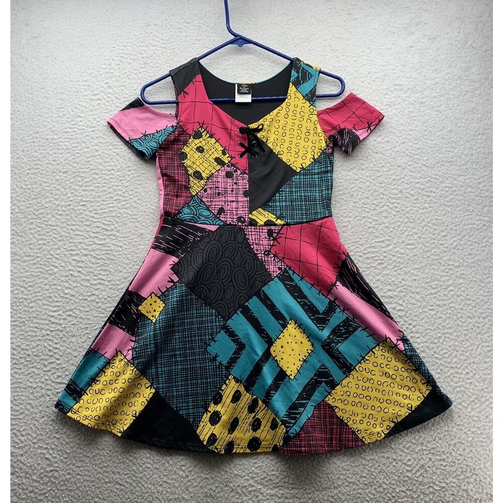 Disney Nightmare‎ Before Christmas Dress Youth Large 10/12 Sally Patchwork Cute